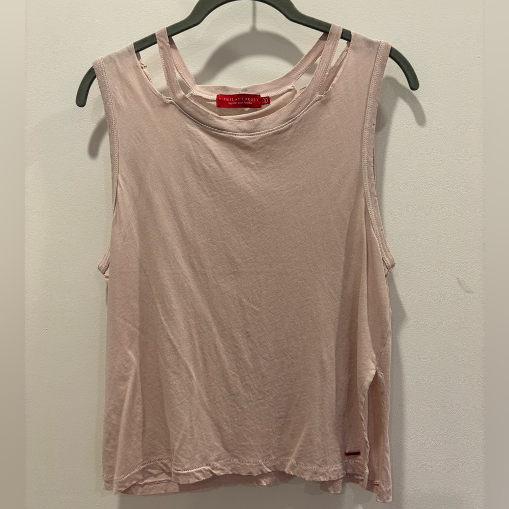 n:PHILANTHROPY Tank Top w/Cutout Detail/Distressed Edges, Size S, Excellent Cond